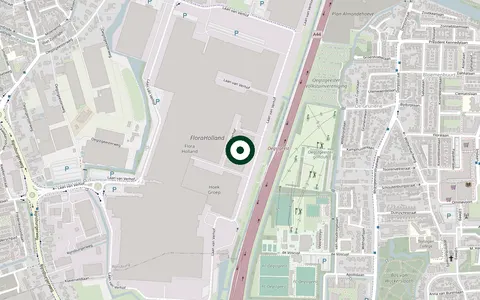 Kaart van de omgeving van Laan van Verhof 75 in Rijnsburg, met een markering op het adres